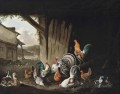 Truthähe Hühner Enten und Tauben in einem Bauernhof Philip Reinagle Geflügel